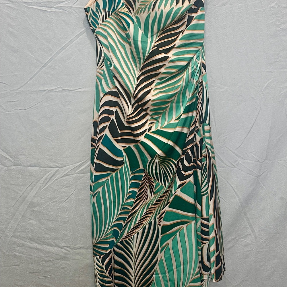 Maggy London Palm Print One Shoulder Dress